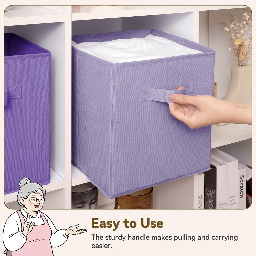 11 Inch Cube Storage Bins, 6 Pack Cube Storage Organizer with Handles, Storag...