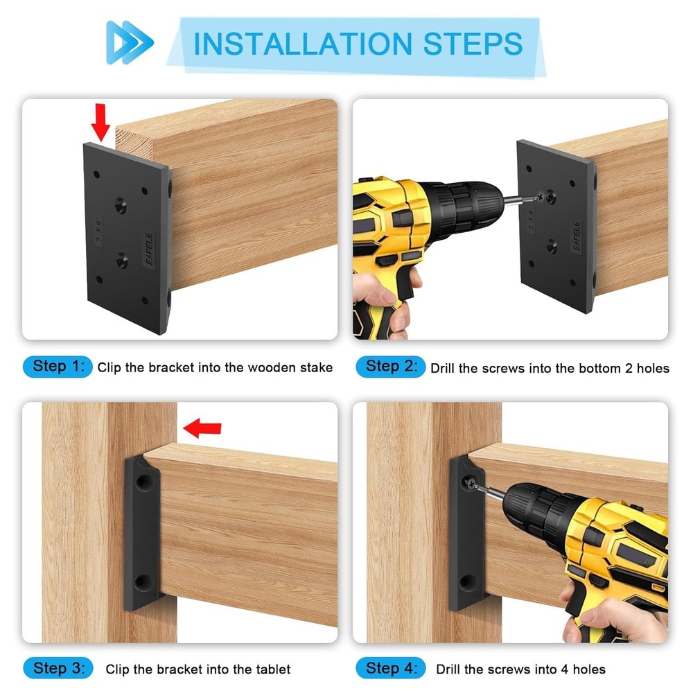Durable Deck Railing Brackets Set with Screws - Easy Installation for Wood Posts
