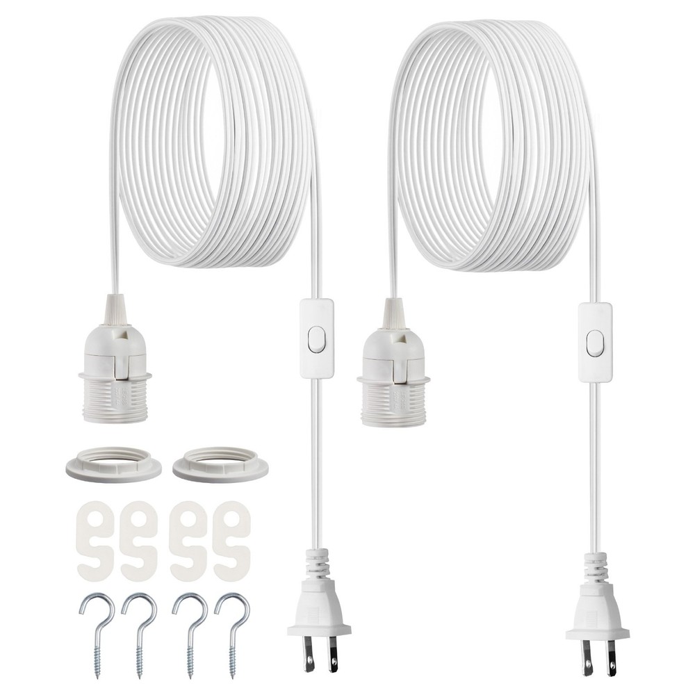 Plug in Hanging Light Cord Kit 16ft Lantern Extension Cords 2 Pack E26 Lig