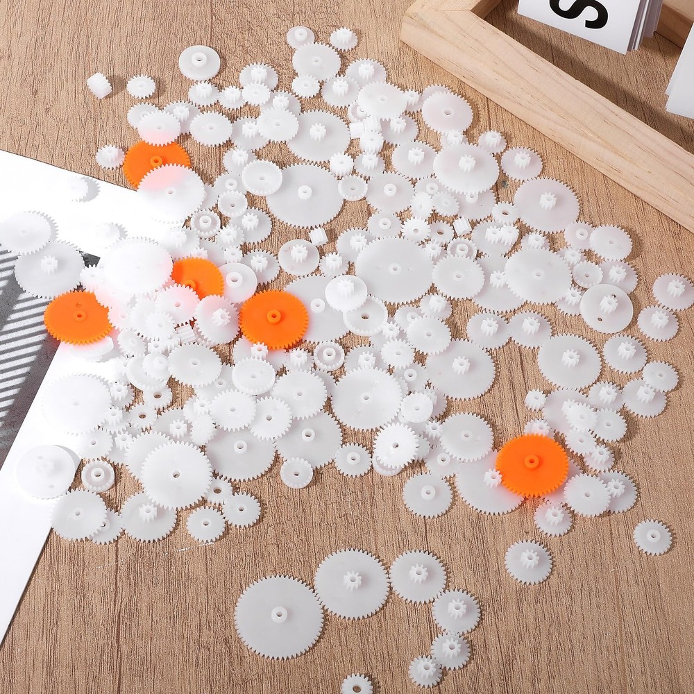 200PCS White Plastic Gears Module 0.5 Plastic Single Gear Spindle Small Motor...