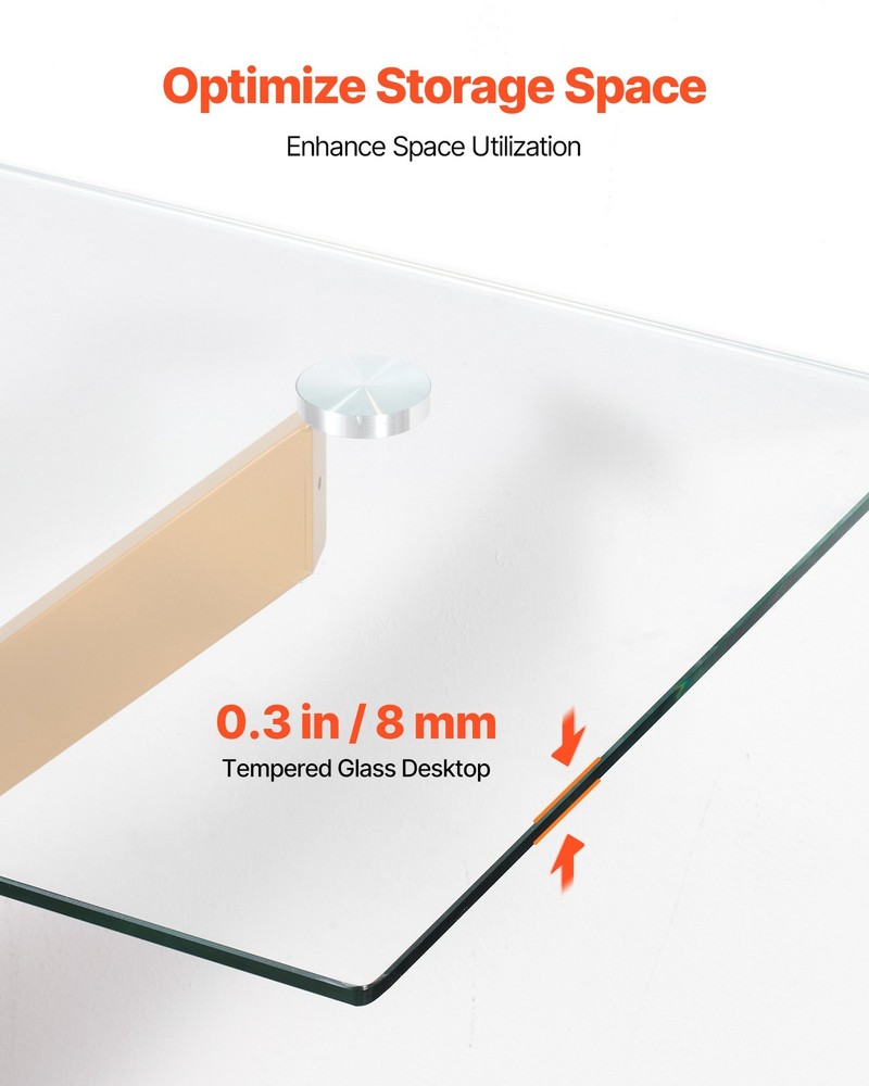 [New]Glass Coffee Table,Modern Rectangle Sofa Side Table w/Tempered Glass Top &