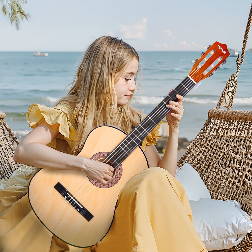 VEVOR Classical Guitar 38 in Guitar Beginner Starter Kit Nylon Strings Natural