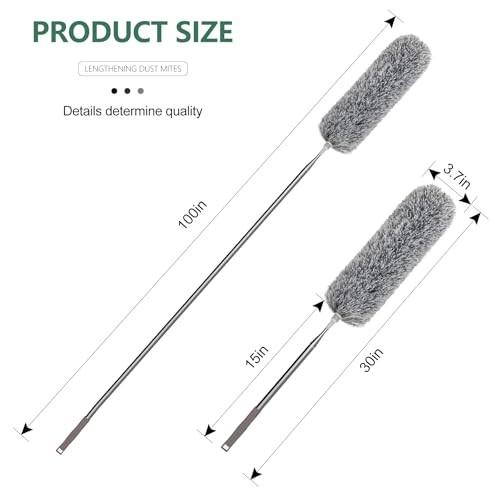 Extra-Longs with Extension Pole 100-inch for Cleaning, Bendable Duster