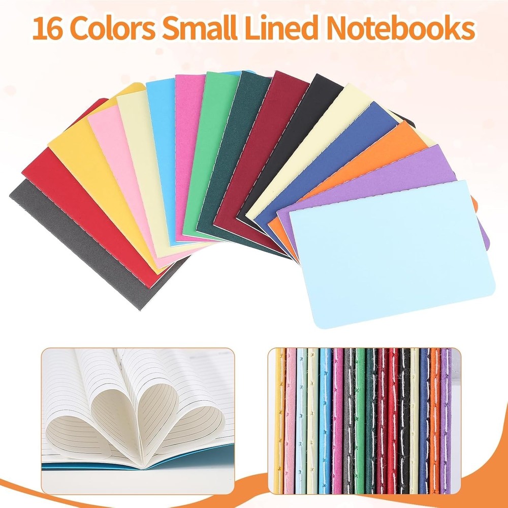 16 Pack Mini Notebooks Bulk, Mini Pocket Notebooks for Kids Small Lined Pocket