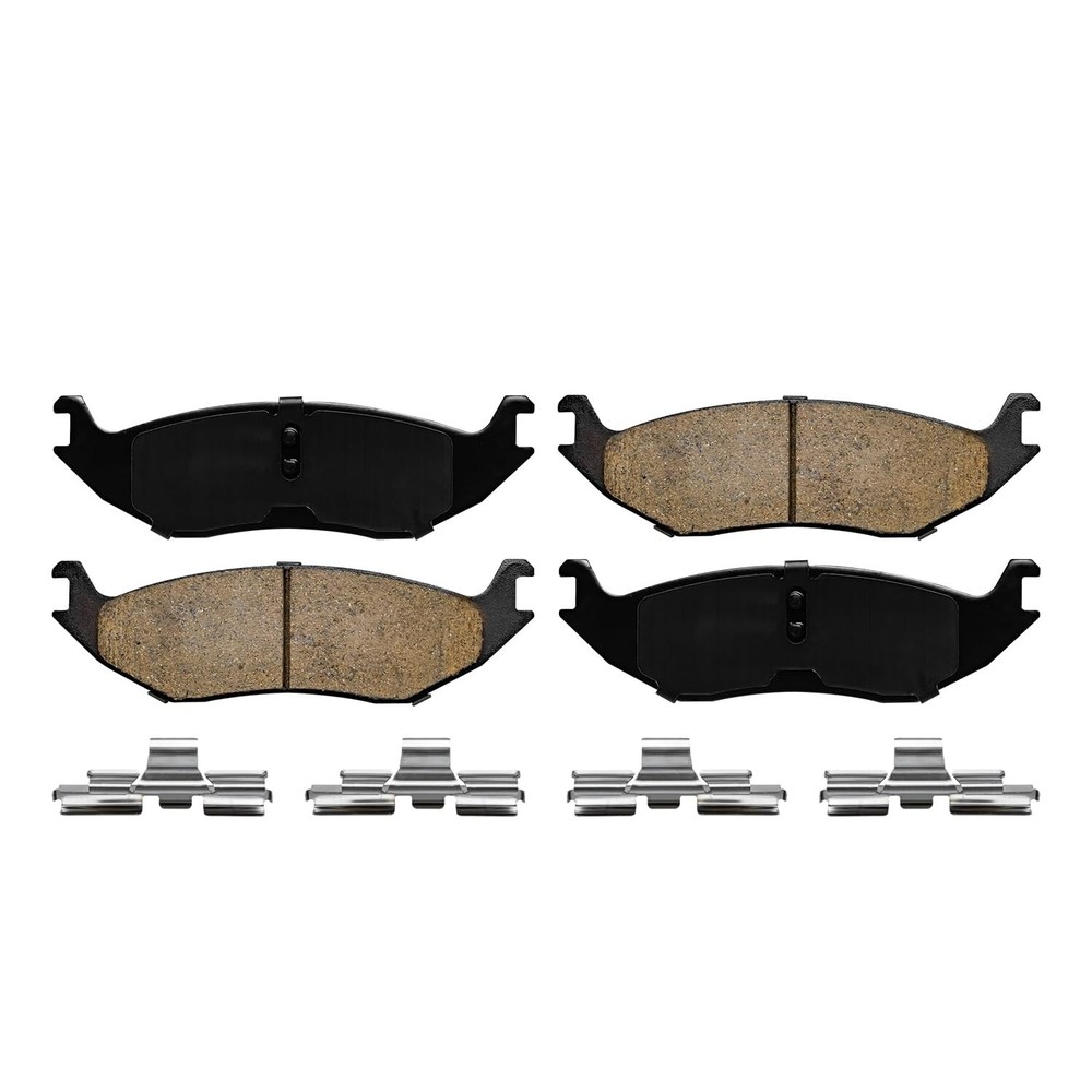 Front and Rear Ceramic Brake Pads with Hardware for Dodge Durango Ram 1500 Van
