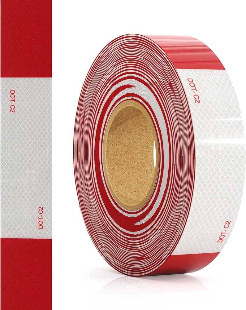 2”x50’ Reflective Conspicuity Tape DOT-C2 Approved Red/White for Trailers 1 Roll