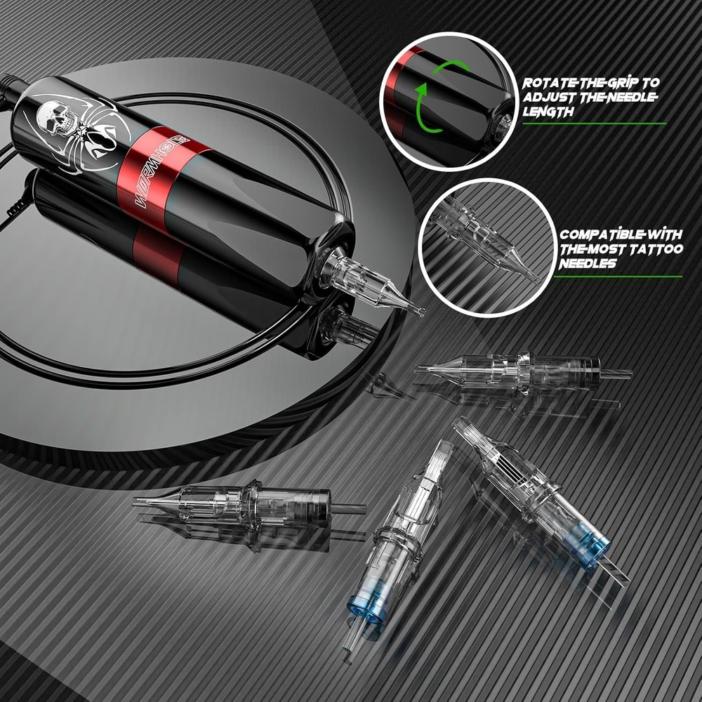 Wireless Tattoo Kit Complete for Beginners Pen Machine with Power Supply Needles