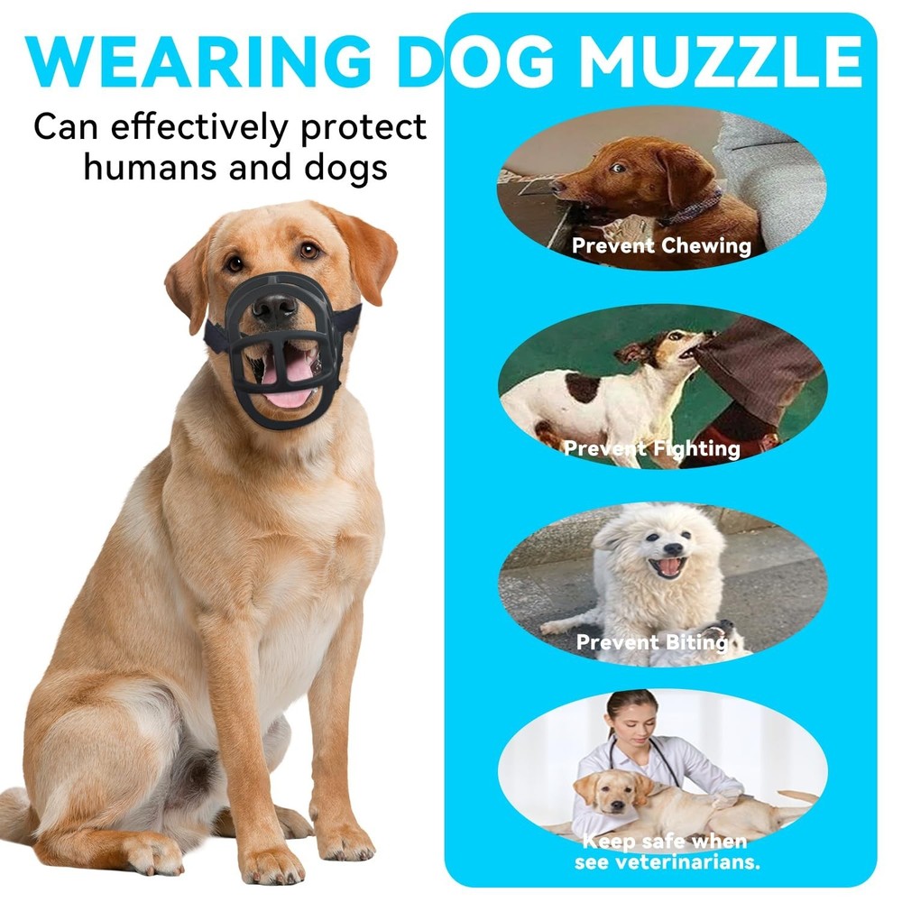 Basket Muzzle Allows Panting Drinking - Anti Biting Chewing, Sturdy Lightweig...