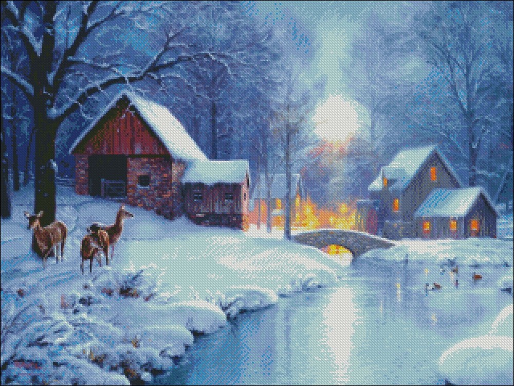 Winter's Eve 2 - DIY Chart Counted Cross Stitch Patterns Needlework DMC Color