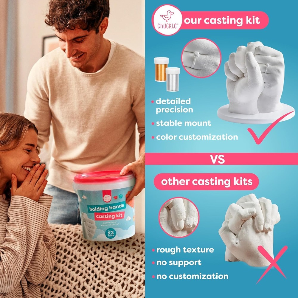chuckle Holding Hand Casting Kit for Couples with Base & Couples,