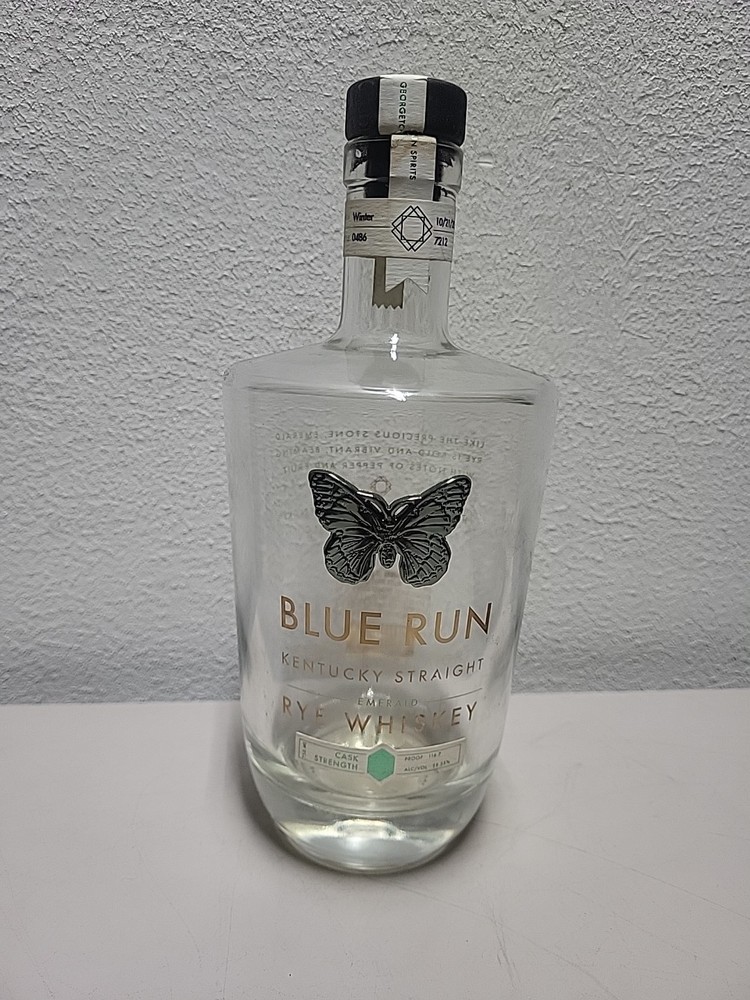 Blue Run Bourbon RYE  Emerald Bottle - Empty Unrinsed - 750 ml