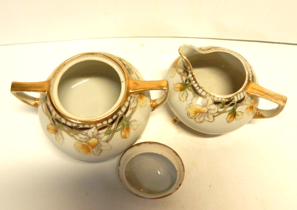 Antique Nippon Creamer & Sugar Bowl