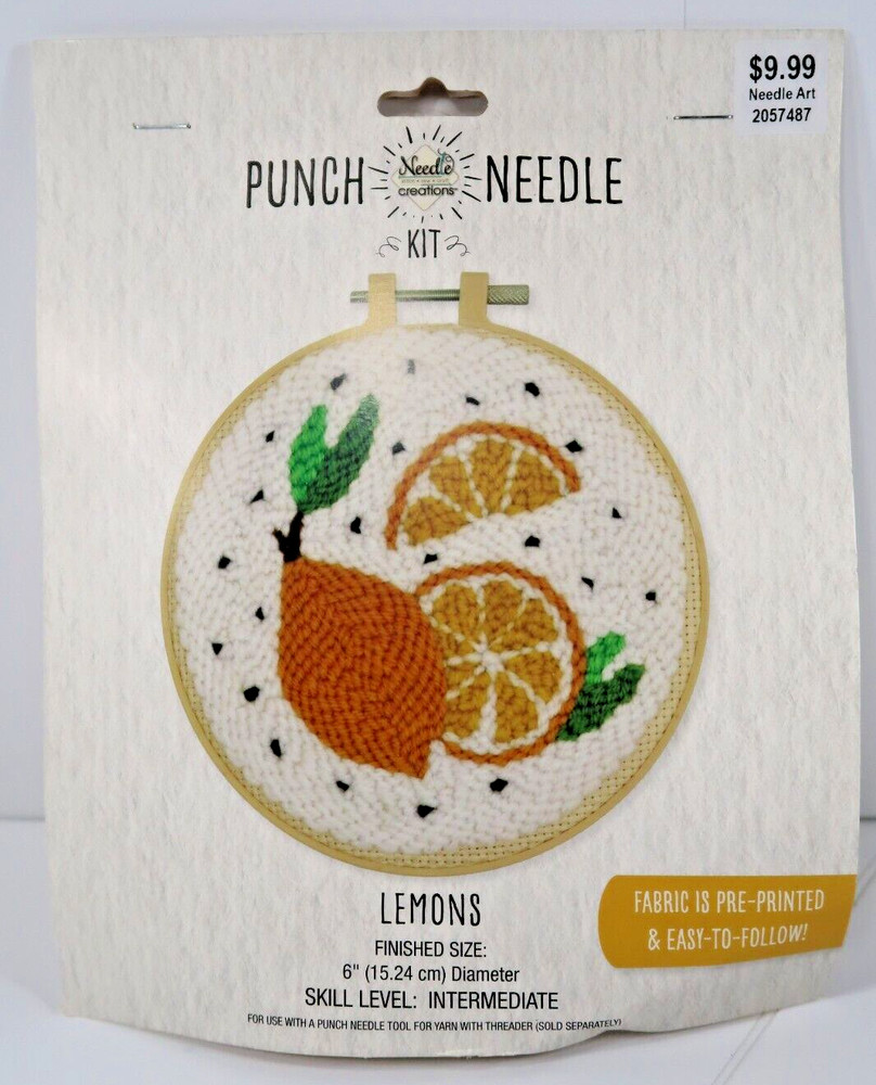 NEEDLE CREATIONS PUNCH NEEDLE KIT LEMONS NIB