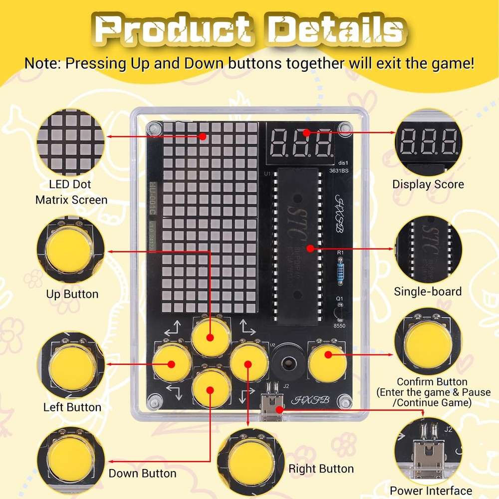 7-in-1 Game Soldering Project Kit, Beginner DIY Retro Handheld Game Console E...