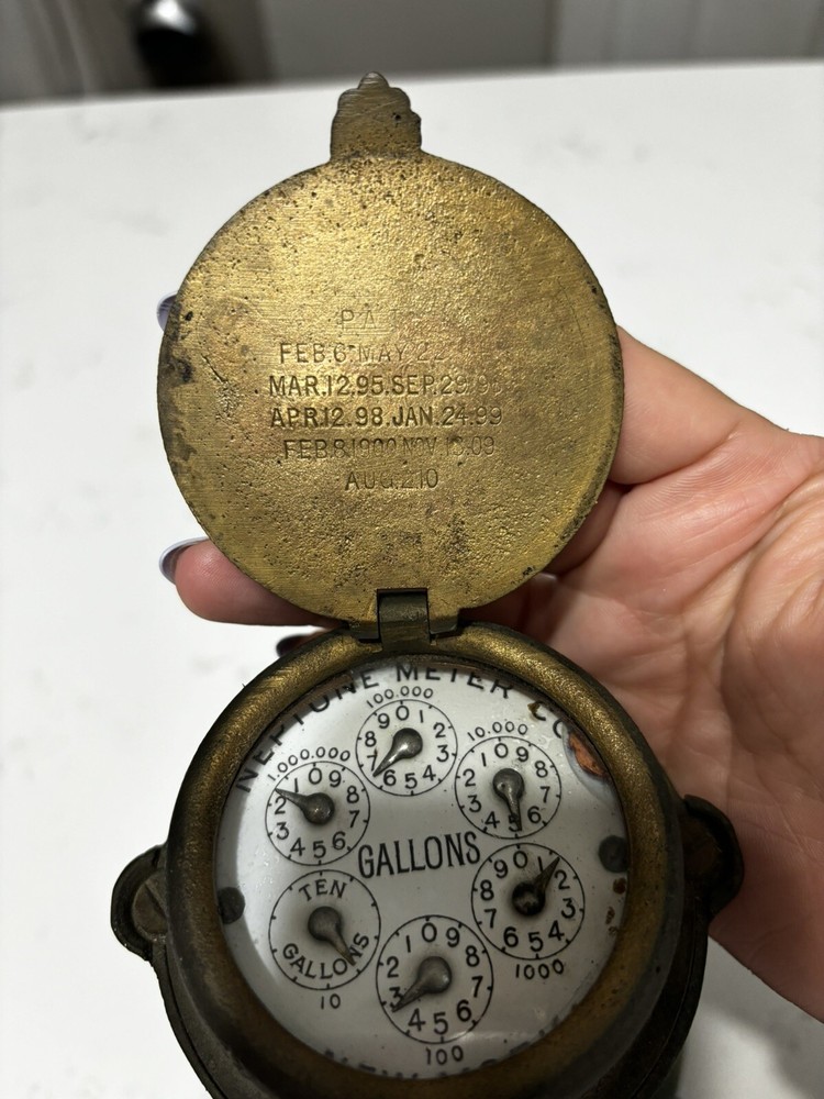 Vintage Brass Water Meter Neptune Trident Complete
