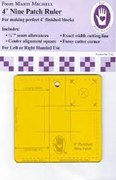 MARTI MITCHELL 4 " INCH NINE PATCH RULER ACRYLIC