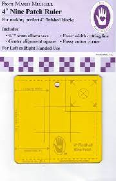 MARTI MITCHELL 4 " INCH NINE PATCH RULER ACRYLIC