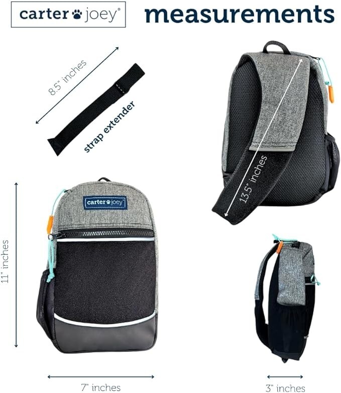Sling Pack - Heather Gray Children's Backpack, Durable, Includes Whistle, Reflec