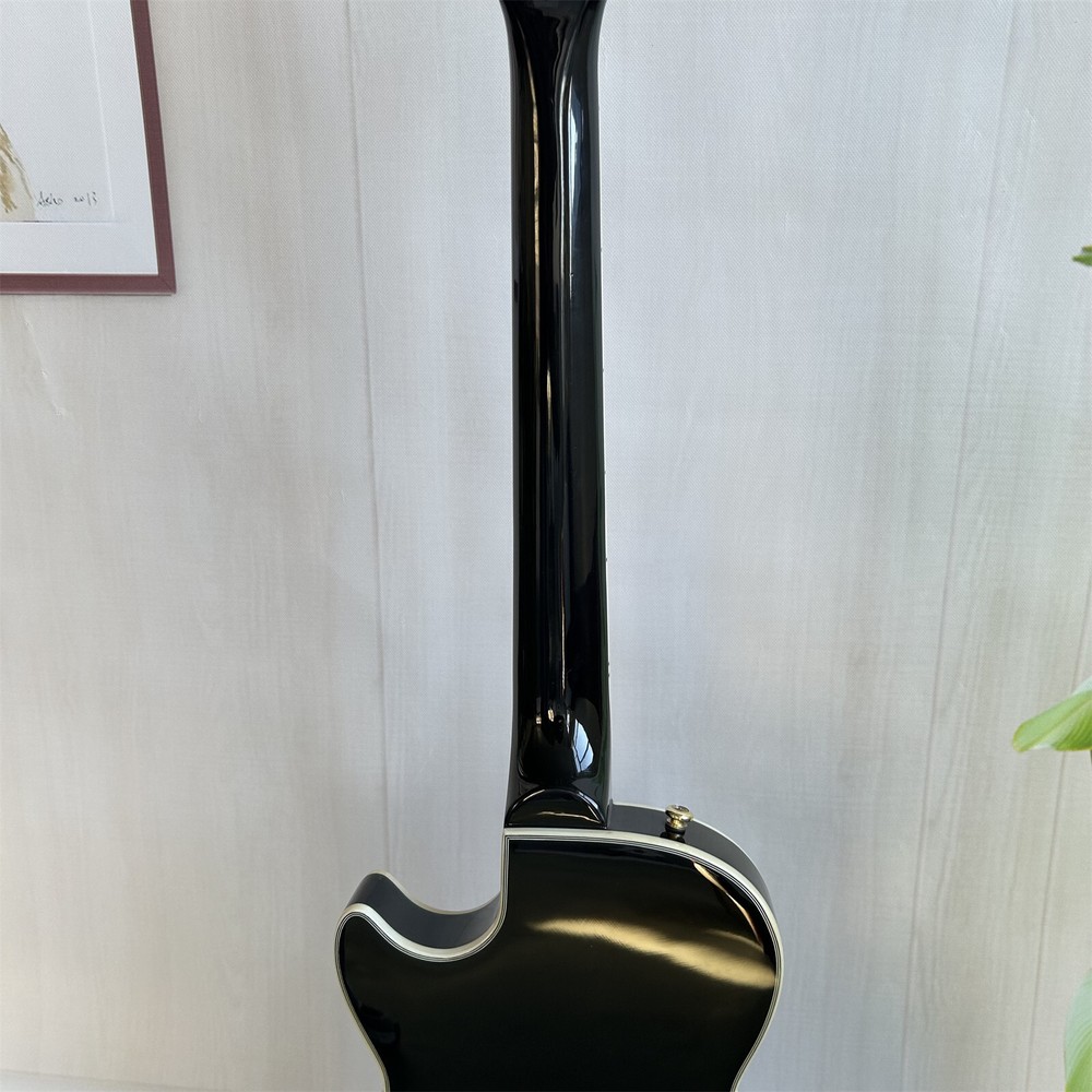 Modern Black Solid Body Electric Guitar with H Pickups Fixed Bridge 6 String