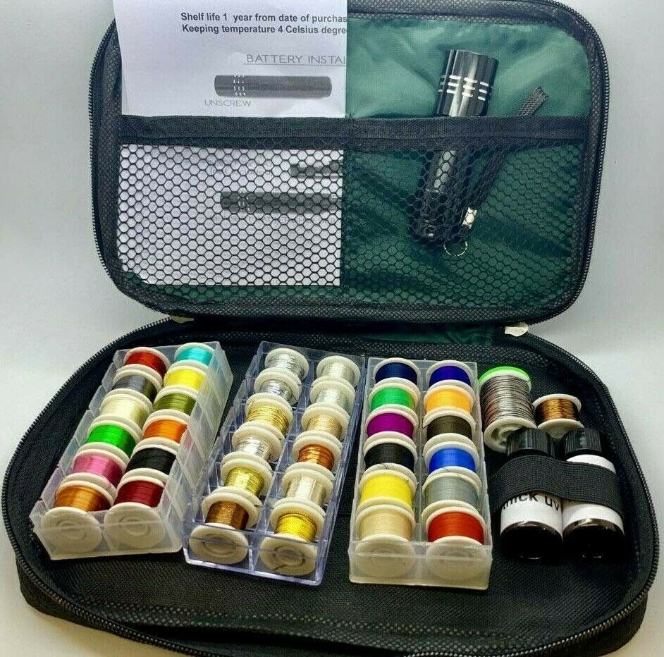 Poseidon Hand Crafted Troutflies Fly Tying Tools Materials Kit, Tinsel, Thread
