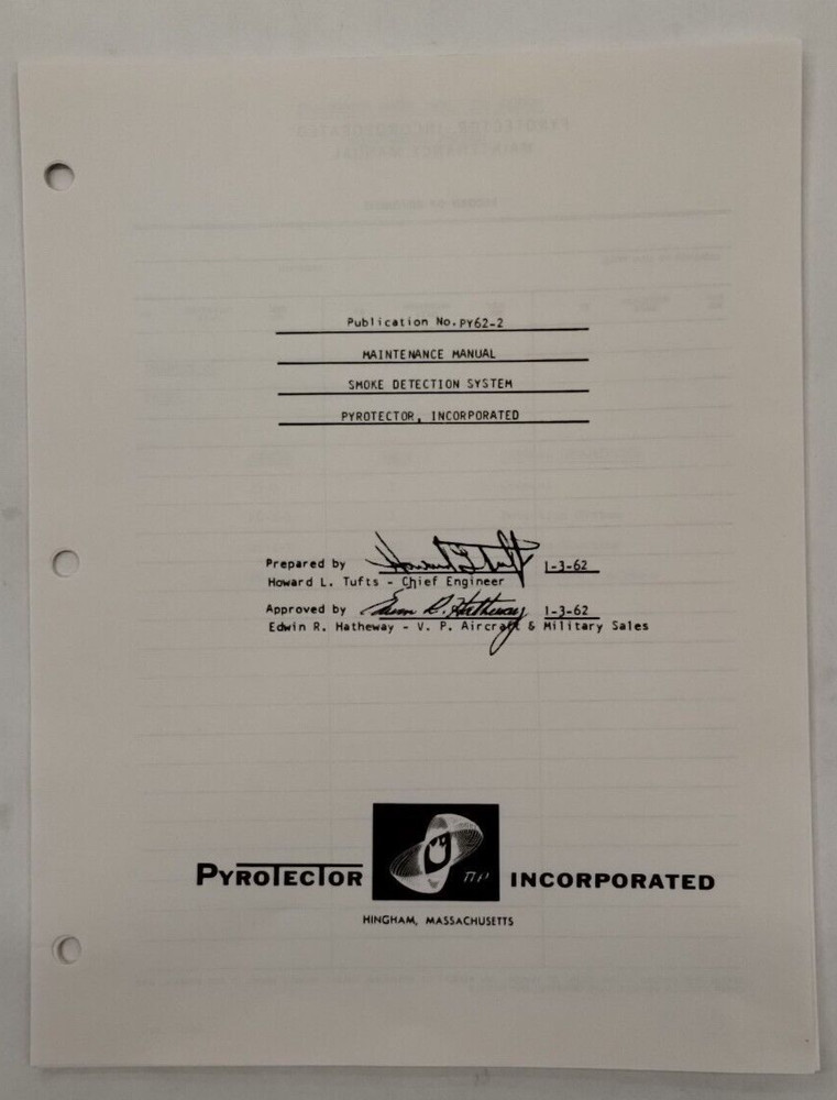 Pyrotector Incorporated Smoke Detection System Maintenance Manual-Original