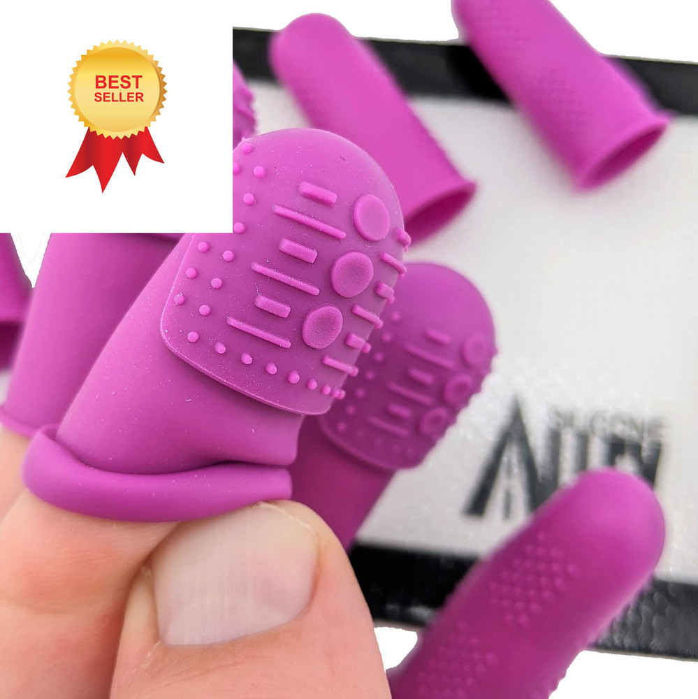 FLEX Thimbles | 9-Pack | 3X-Thick THIK-TIP Medium (3) + Medium, Purple