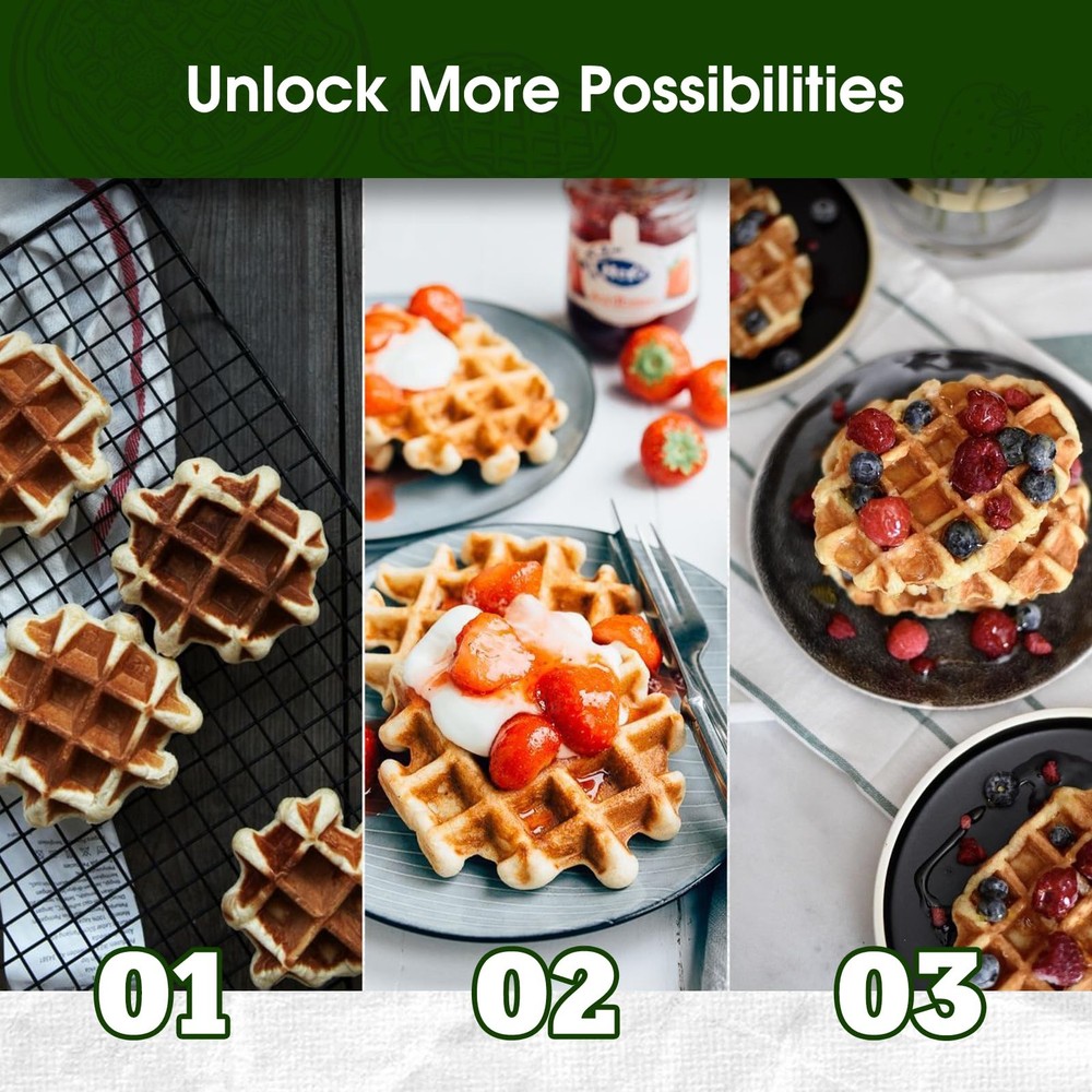 Mini Waffle Maker for Kids, Make Bite-Sized 8 * 2" Tiny Waffles, Great for Br...