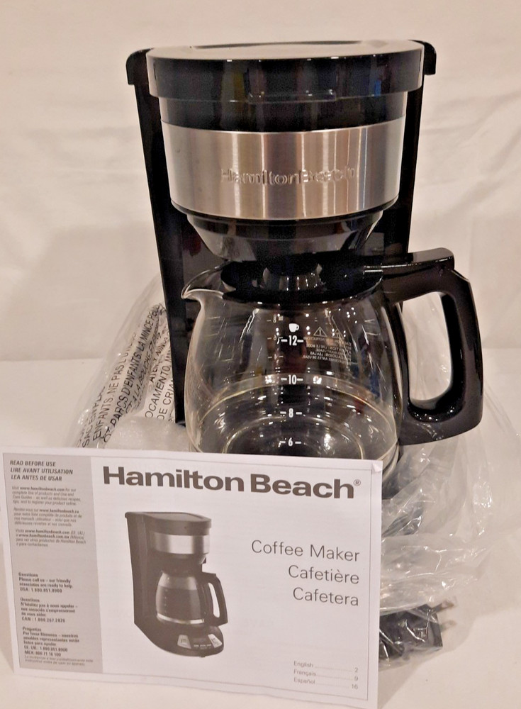 HAMILTON BEACH PROGRAMMABLE COFFEE MAKER 12 CUP CAPACITY W/AUTO PAUSE AND POUR