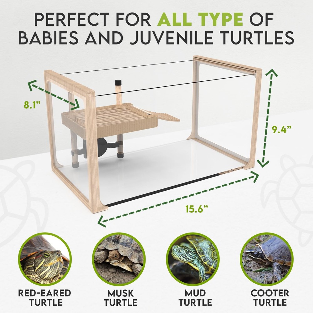 Turtle Aquarium Kit - Aquatic Turtle Tank with Filter and Light + Turtle Bask...