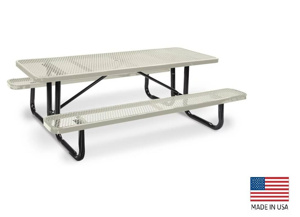 PICNIC TABLE Commercial - All Metal Construction & Steel Frame  8 Ft Rectangular