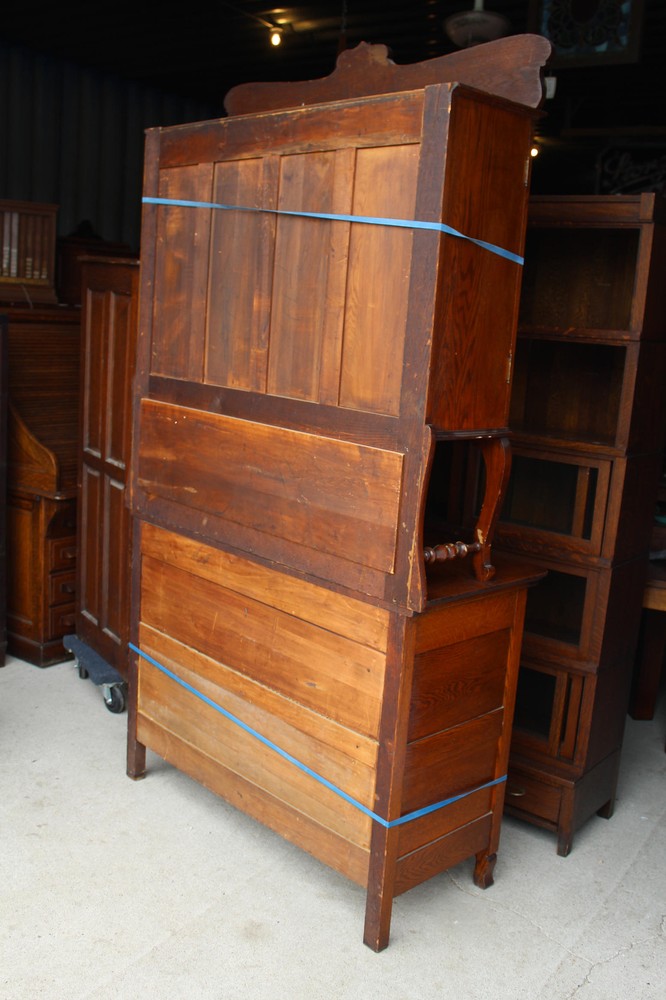 Antique Oak Breakfront Cupboard Buffet – original finish