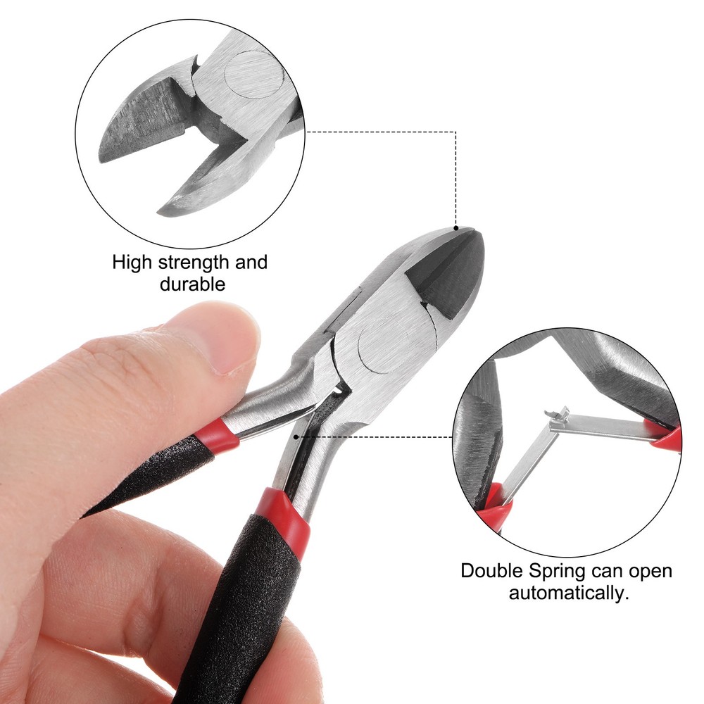 Wire Cutters 4.5" Diagonal Cutting Side Precision Pliers with Black Handle