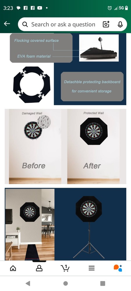 Octagonal Dart Board Backboards 4Pcs Removeble Dartboard Surround Wall Protector