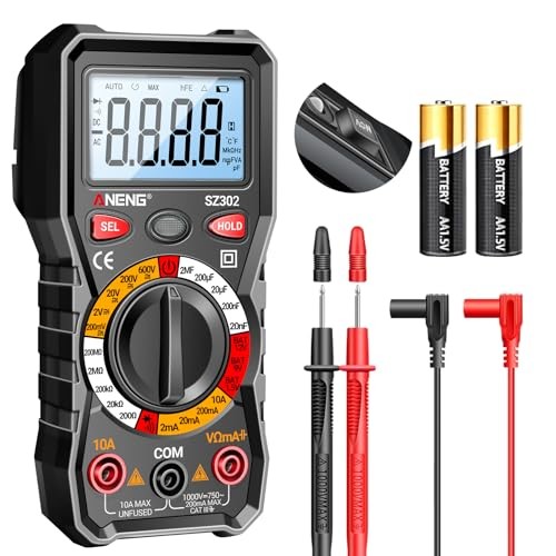 Multimeter with Backlit LCD,Ohm Volt Amp Meter,Non Contact Voltage Black
