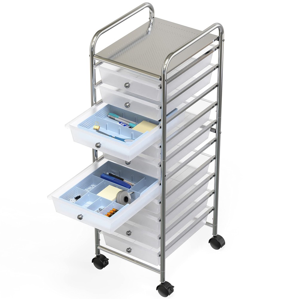 Drawer Organizer Tray with 9 Adjustable Compartments, Blue