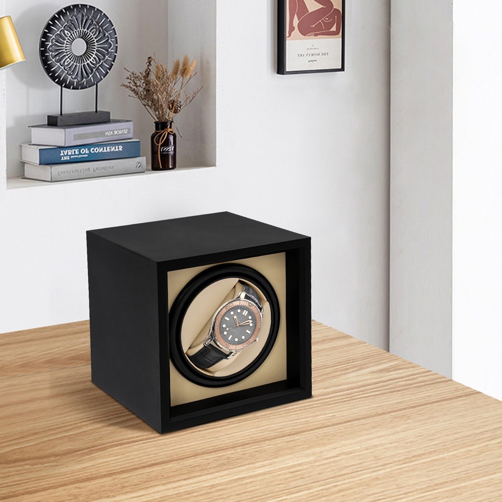 Automatic Watch Winder Box Storage Case Self Winding Display Box Black, Beige