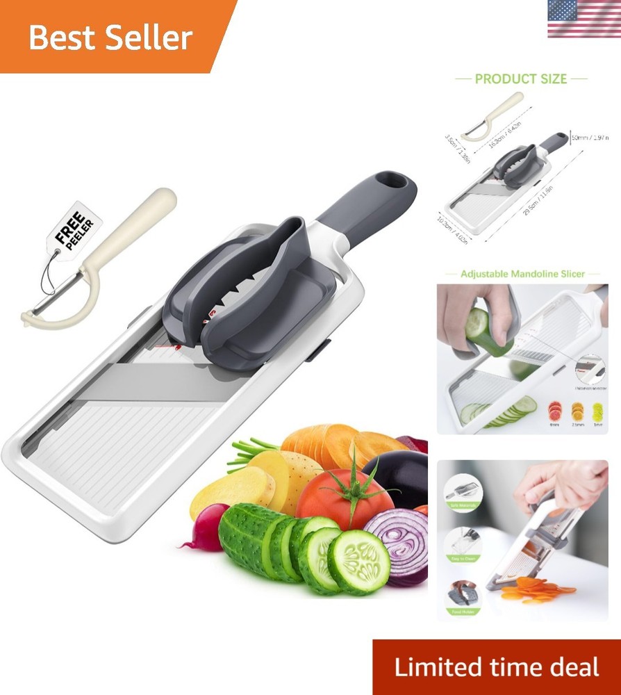 Ergonomic Vegetable Slicer: Safe, Efficient, and Includes Peeler Accessory
