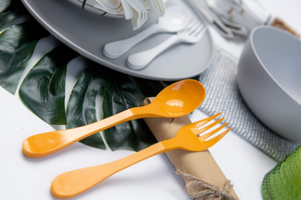 Eco Plant Based 24 Pack Reusable Flatware Set (Orange)