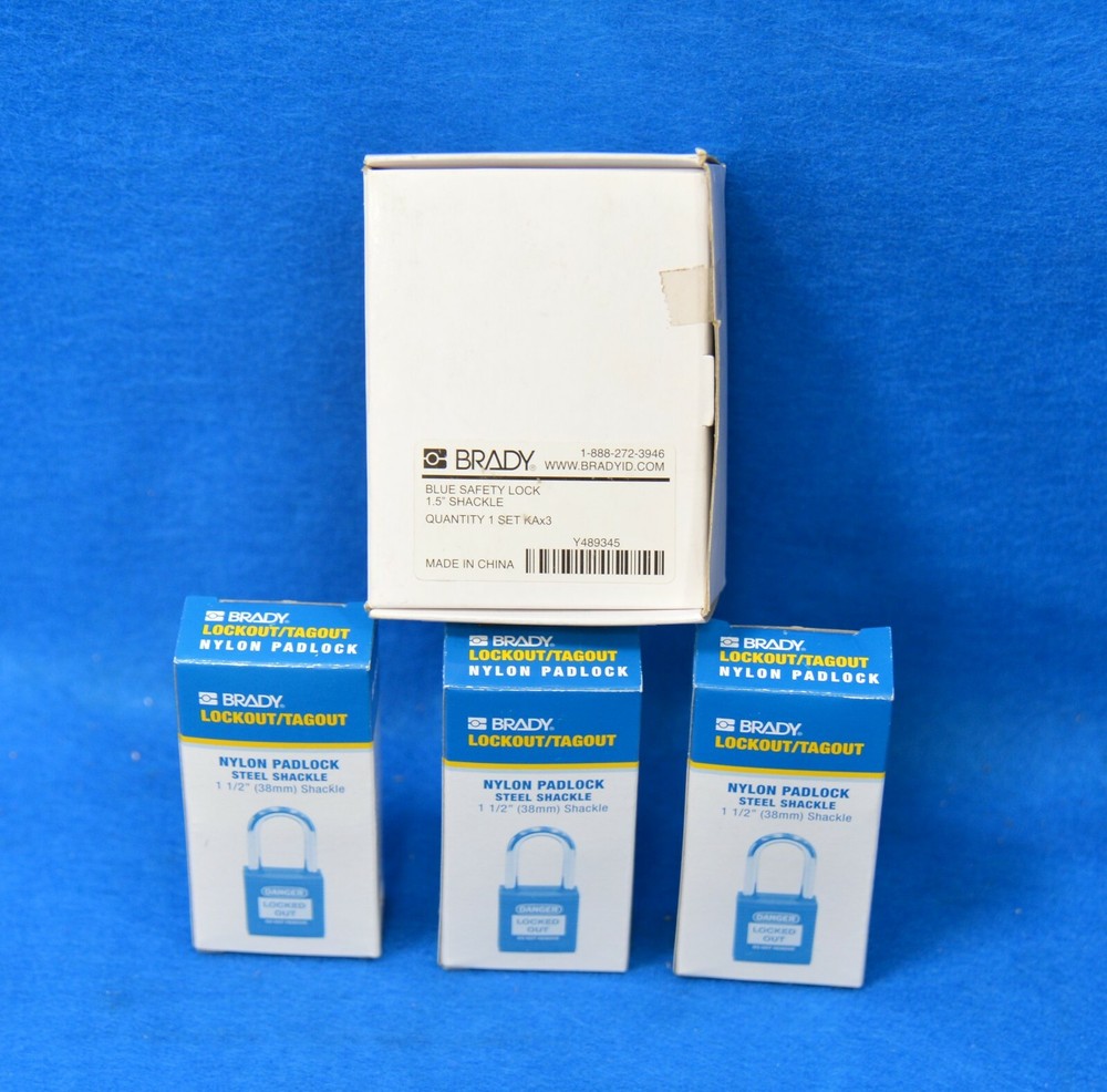 BRADY NYL-BLU-38ST-KA3PK Lockout Padlock
