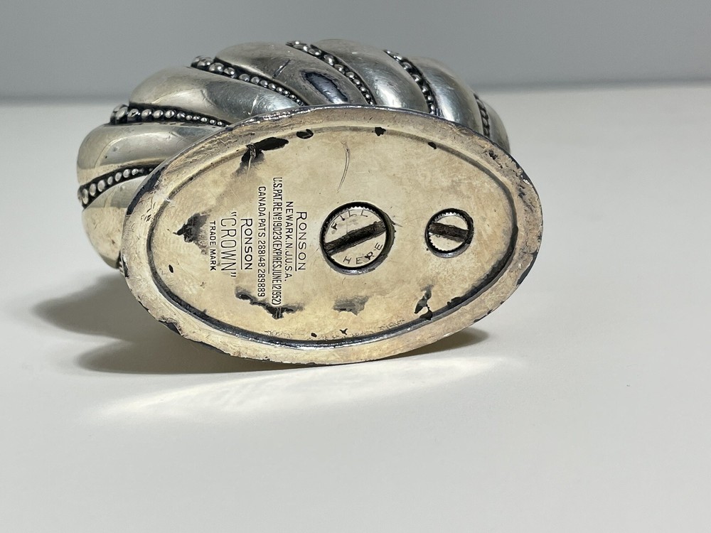 Vintage Ronson Crown Silver Plated Table Top Cigarette Cigar Lighter-Untested