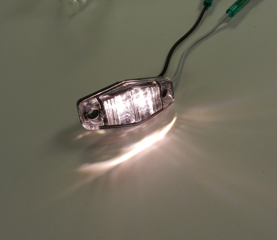 (1) CLEAR / WHITE LED Camper Trailer surface mount light Clearance Optronics