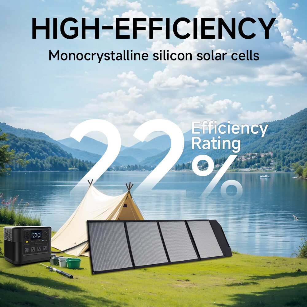 200W Solar Panel Foldable Solar Blanket Adjustable Kickstand for Outdoor RV