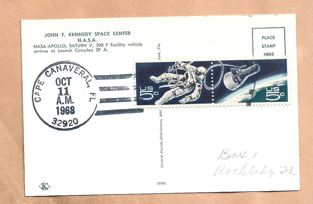 APOLLO 7 LAUNCH OCT 11,1968 CAPE SPACE POSTCARD