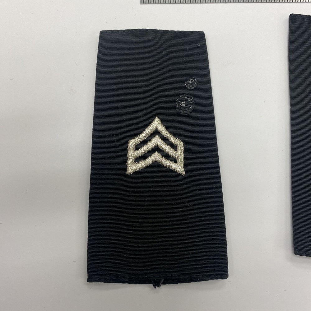 Police Sergeant Epaulette - Silver On Black Nylon Water Resistant Material