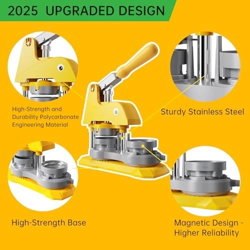 DIY Button Maker Machine - 3 Sizes (1", 1.25", 2.25") - Badge Press Kit with 300