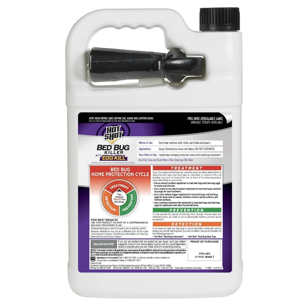 Hot Shot Bed Bug Killer Spray, Kills Bed Bugs and Bug Eggs Indoors, 1 Gallon
