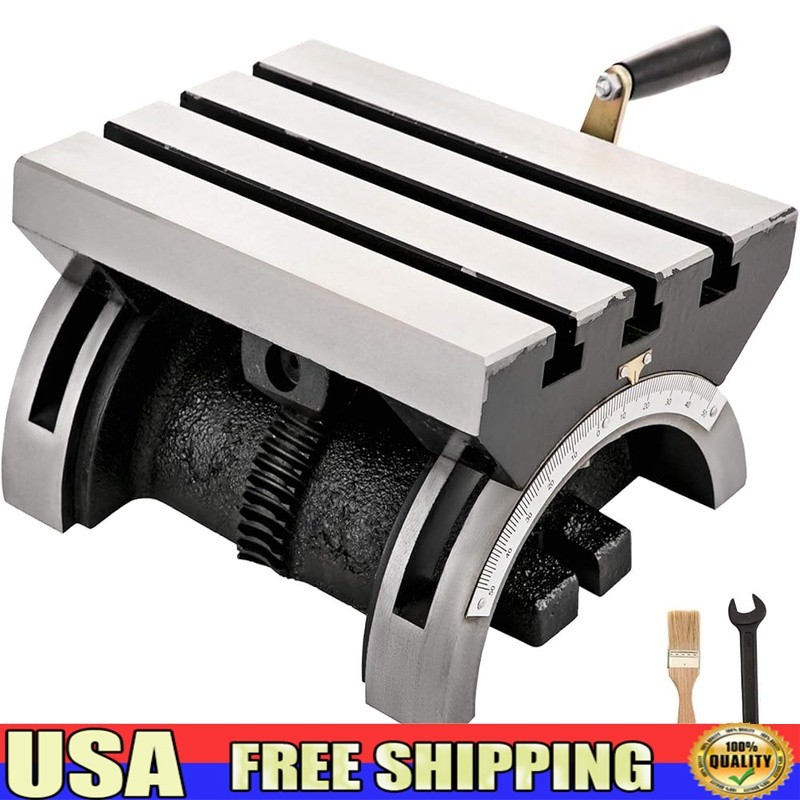 Heavy Duty Cast Iron Adjustable Angle Milling Table W/ T-Slots Precision Work US