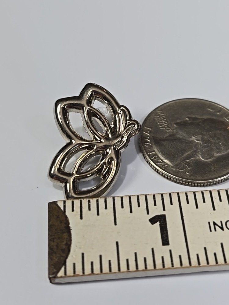 Butterfly Lapel Pin Silver Color Metal *