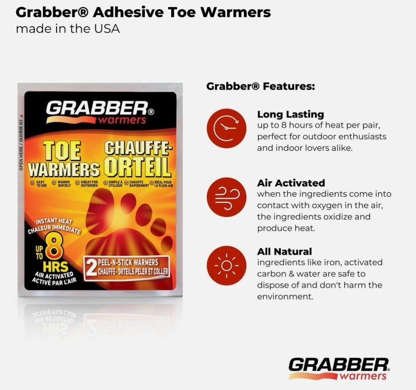 Grabber Ultra Thin 8+ Hours Big Pack Adhesive Toe Warmer