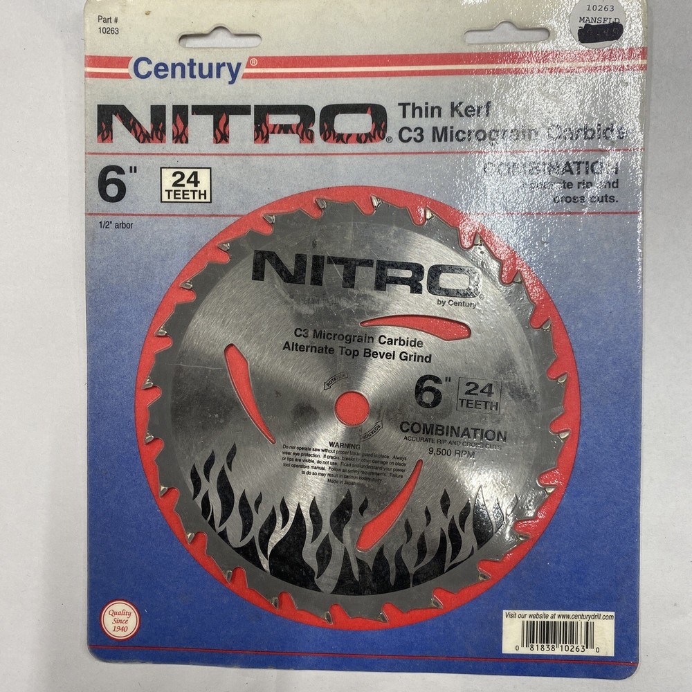 Century Nitro Micrograin Carbide,Thin Kerf 6", 24 teeth